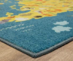 Mohawk Blue & Yellow Animal Map Area Rug -Carpet Promotion 810599833 A8 1 1