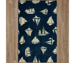 Mohawk Navy & Beige Sailboats Area Rug -Carpet Promotion 810599835 A0 2