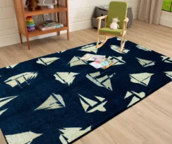 Mohawk Navy & Beige Sailboats Area Rug -Carpet Promotion 810599835 A0 4