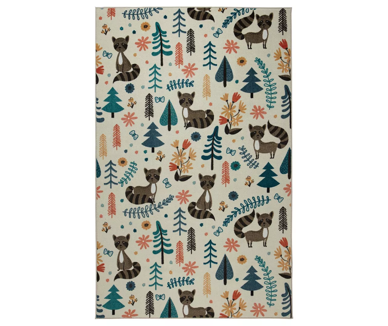 Mohawk Cream & Multi-Color Woodland Raccoon Area Rug 2 Mohawk Cream & Multi-Color Woodland Raccoon Area Rug - Image 2