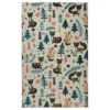 Cream & Multi-Color Woodland Raccoon Area Rug, (5' X 8')