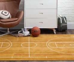 Brown & White Basketball Court Area Rug, (5' X 8') -Carpet Promotion 810599848 A0 3 1