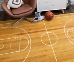 Brown & White Basketball Court Area Rug, (5' X 8') -Carpet Promotion 810599848 A0 4 1