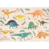 White & Multi-Color Dino Jungle Area Rug, (8' X 10')