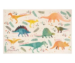 White & Multi-Color Dino Jungle Area Rug 15 White & Multi-Color Dino Jungle Area Rug -Carpet Promotion 810599862 A0 1