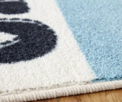 My Little Train Blue & White Stripe Area Rug, (5' X 8') -Carpet Promotion 810599866 A8 4