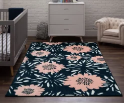 Mohawk Flower Burst Navy & Peach Area Rug -Carpet Promotion 810599900 A0 3