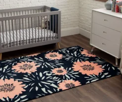 Flower Burst Navy & Peach Area Rug, (5' X 8') -Carpet Promotion 810599900 A0 4 1
