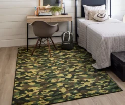 Green, Black & Brown Camouflage Area Rug, (5' X 8') -Carpet Promotion 810599903 A0 3 1