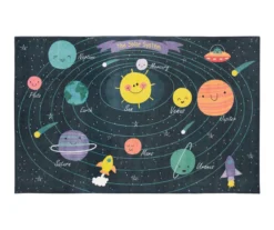 Navy & Multi-Color Planetary System Area Rug, (3' X 5')