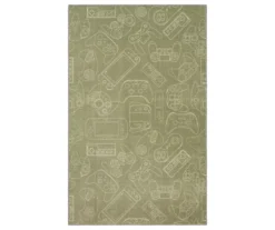 In Control Gray & White Area Rug, (5' X 8')