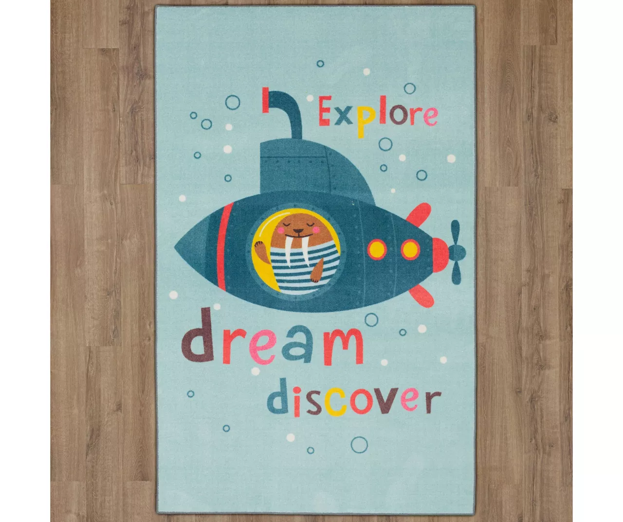 Light Blue & Coral Submarine Dream Area Rug, (5' X 8') 2 Light Blue & Coral Submarine Dream Area Rug, (5' X 8') - Image 2