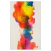 White & Multi-Color Watercolor Rainbow Area Rug, (5' X 8')