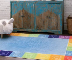 Blue & Rainbow Alphabet Border Area Rug -Carpet Promotion 810599926 A0 3