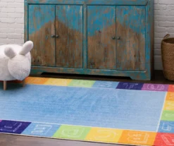 Blue & Rainbow Alphabet Border Area Rug -Carpet Promotion 810599927 A0 3