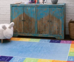 Blue & Rainbow Alphabet Border Area Rug -Carpet Promotion 810599928 A0 3