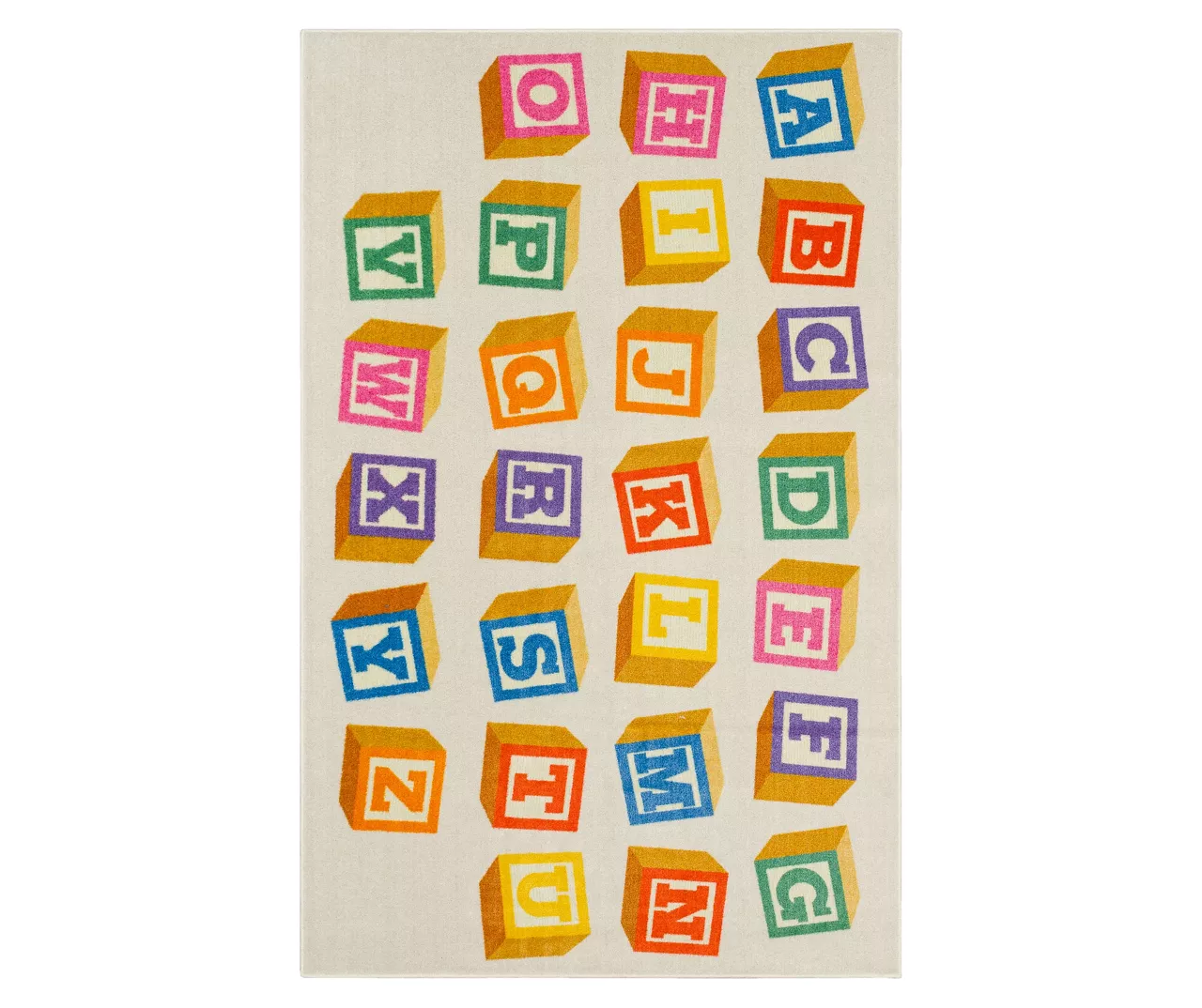 Ivory & Multi-Color Alphabet Blocks Area Rug, (5' X 8') 1 Ivory & Multi-Color Alphabet Blocks Area Rug, (5' X 8')