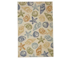 Scattered Seashells Cream & Earth-Tone Area Rug, (7.5' X 10')