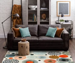 White, Orange & Blue Patterned Circles Area Rug, (5' X 8') 11 White, Orange & Blue Patterned Circles Area Rug, (5' X 8') -Carpet Promotion 810599943 A0 3