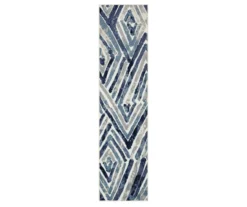 Pamona Blue & White Geometric Area Rug, (2' X 8')