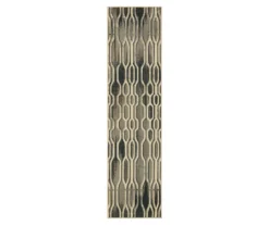 Oaklane Gray & Beige Geo Stripe Area Rug, (2' X 8')