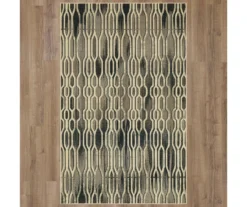 Oaklane Gray & Beige Geo Stripe Area Rug, (5' X 8') -Carpet Promotion 810600267 A0 2