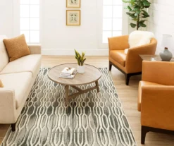 Oaklane Gray & Beige Geo Stripe Area Rug, (5' X 8') -Carpet Promotion 810600267 A0 3