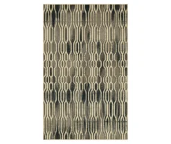Oaklane Gray & Beige Geo Stripe Area Rug, (6' X 9')
