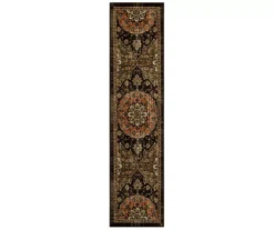Adelphi Brown Ornamental Floral Area Rug, (2' X 8')