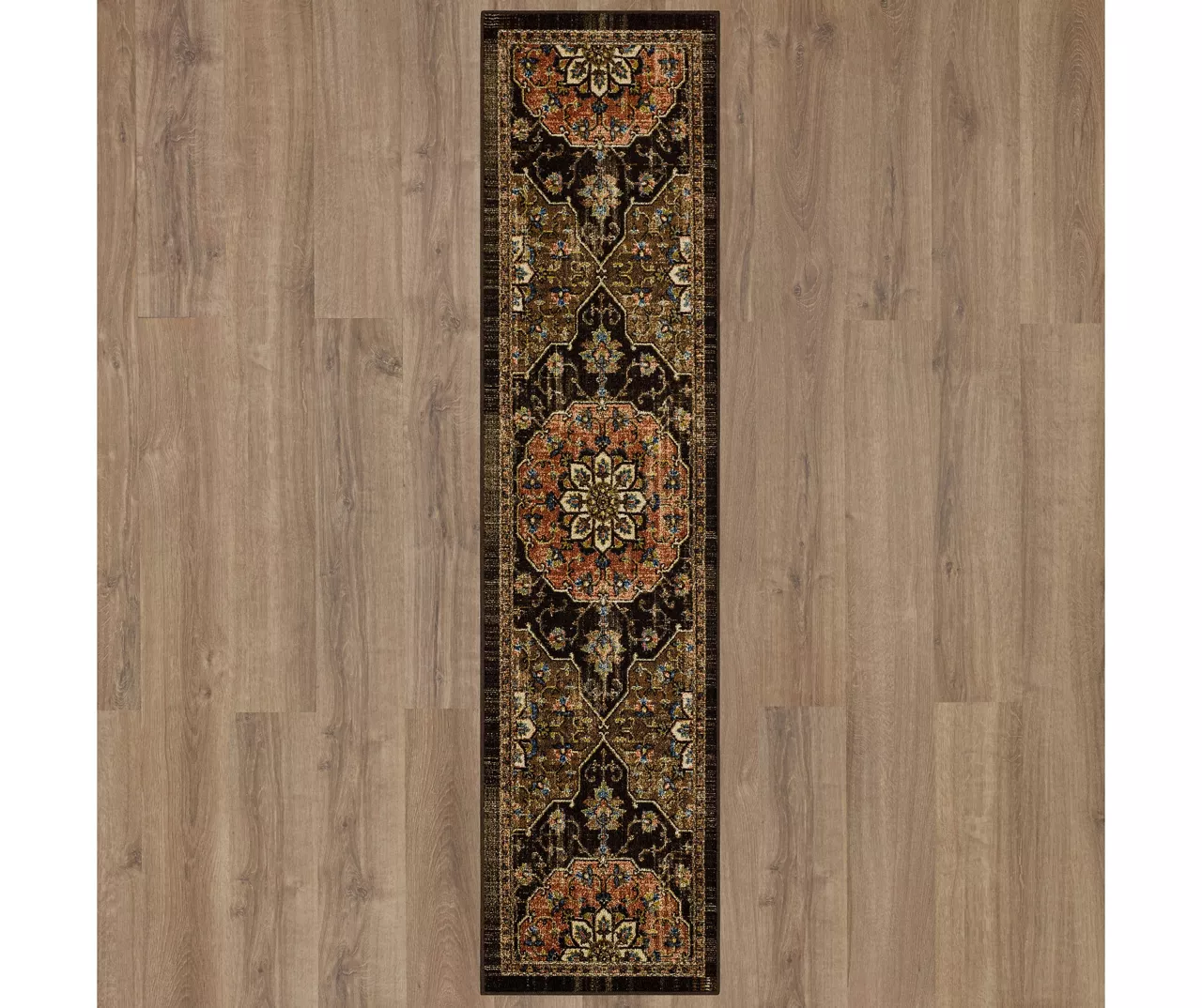 Adelphi Brown Ornamental Floral Area Rug, (2' X 8') 4 Adelphi Brown Ornamental Floral Area Rug, (2' X 8') - Image 4