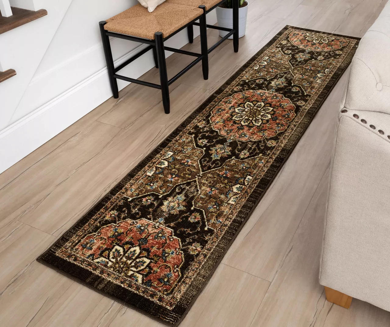 Adelphi Brown Ornamental Floral Area Rug, (2' X 8') 6 Adelphi Brown Ornamental Floral Area Rug, (2' X 8') - Image 6