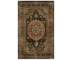 Adelphi Brown Ornamental Floral Area Rug, (5' X 8')