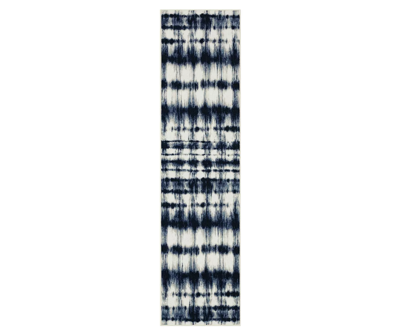 Renly Navy & White Abstract Tie-Dye Area Rug, (2' X 8') 1 Renly Navy & White Abstract Tie-Dye Area Rug, (2' X 8')