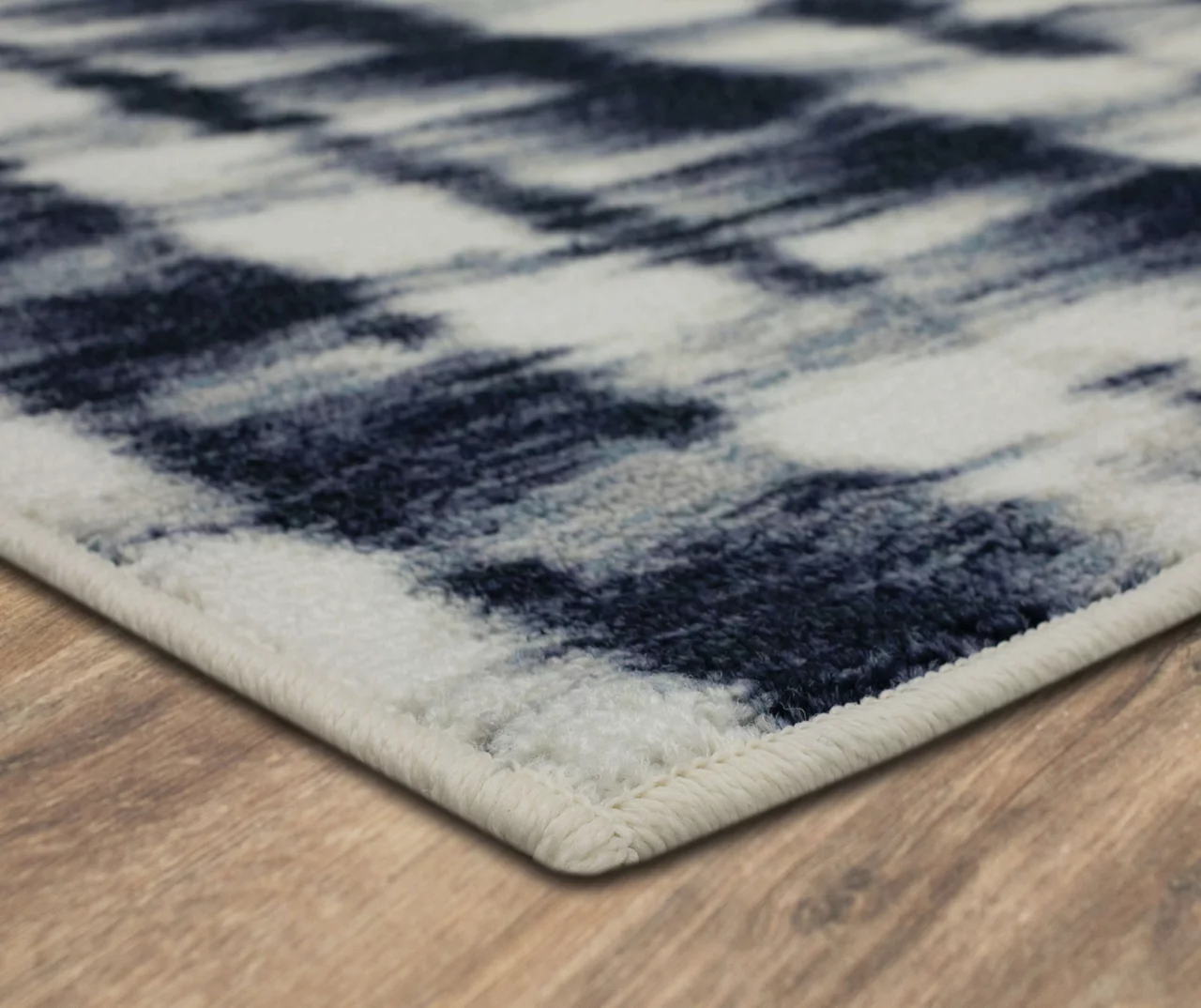 Renly Navy & White Abstract Tie-Dye Area Rug, (2' X 8') 2 Renly Navy & White Abstract Tie-Dye Area Rug, (2' X 8') - Image 2