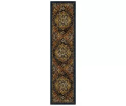 Eason Brown & Navy Ornamental Area Rug, (2' X 8')