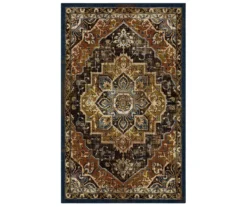 Eason Brown & Navy Ornamental Area Rug, (5' X 8')