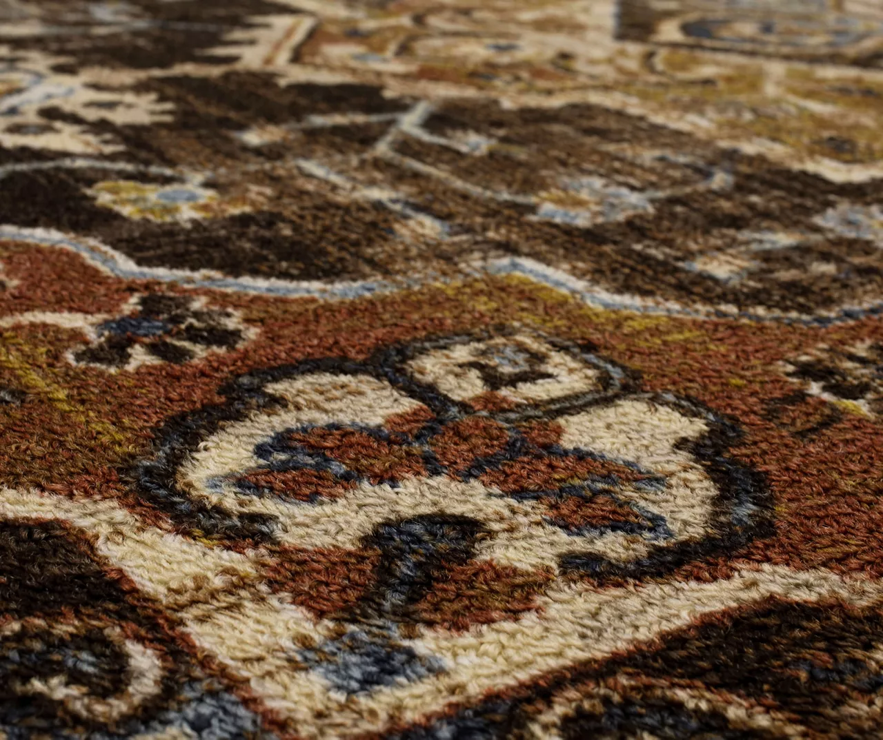 Eason Brown & Navy Ornamental Area Rug, (5' X 8') 5 Eason Brown & Navy Ornamental Area Rug, (5' X 8') - Image 5