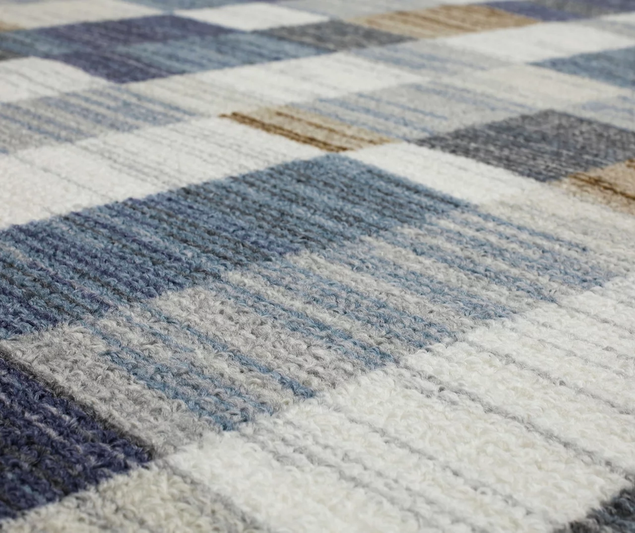 Avenue Blue & White Line Blocks Area Rug, (2' X 8') 6 Avenue Blue & White Line Blocks Area Rug, (2' X 8') - Image 6