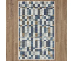 Avenue Blue & White Line Blocks Area Rug, (5' X 8') -Carpet Promotion 810600289 A0 2