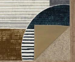 Rain Creek Blue & Brown Line Geometric Area Rug, (2' X 8') -Carpet Promotion 810600293 A8 2 1