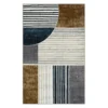 Rain Creek Blue & Brown Line Geometric Area Rug, (5' X 8')