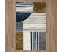 Mohawk Rain Creek Blue & Brown Line Geometric Area Rug -Carpet Promotion 810600294 A0 2 1