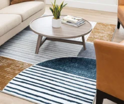 Rain Creek Blue & Brown Line Geometric Area Rug, (5' X 8') -Carpet Promotion 810600294 A0 4