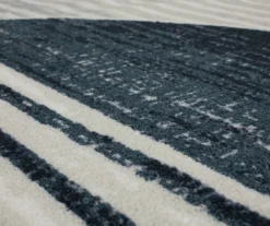 Rain Creek Blue & Brown Line Geometric Area Rug, (5' X 8') -Carpet Promotion 810600294 A8 3