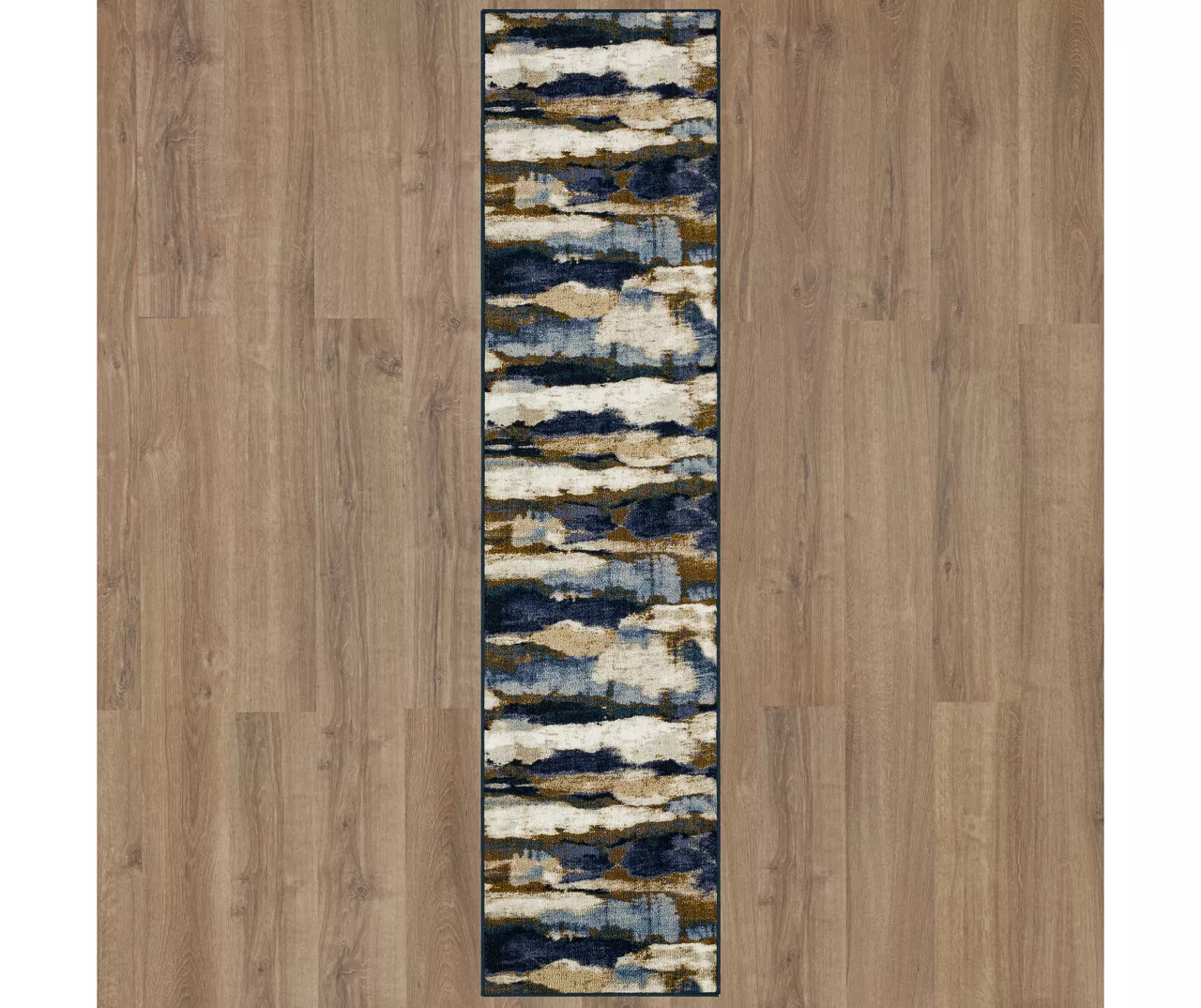 Redondo Blue & Brown Abstract Area Rug, (2' X 8') 3 Redondo Blue & Brown Abstract Area Rug, (2' X 8') - Image 3