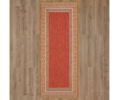 Panama Rust & Gray Geo-Bordered Outdoor Area Rug, (2.5' X 6') -Carpet Promotion 810600312 A0 2