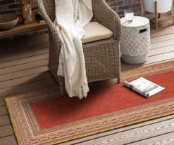 Panama Rust & Gray Geo-Bordered Outdoor Area Rug, (2.5' X 6') -Carpet Promotion 810600312 A0 3