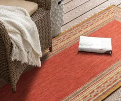 Panama Rust & Gray Geo-Bordered Outdoor Area Rug, (2.5' X 6') -Carpet Promotion 810600312 A0 4