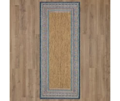 Panama Blue & Brown Geo-Bordered Outdoor Area Rug, (2.5' X 6') -Carpet Promotion 810600313 A0 2