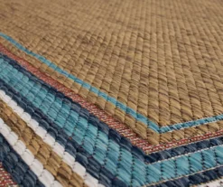 Panama Blue & Brown Geo-Bordered Outdoor Area Rug, (2.5' X 6') -Carpet Promotion 810600313 A8 3